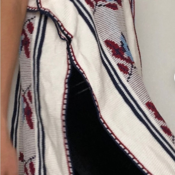 Retro 60’s 70’s Rare Bluebird Boho Rug Western Poncho w/ Fringe Hem & Tie Front - Picture 13 of 16